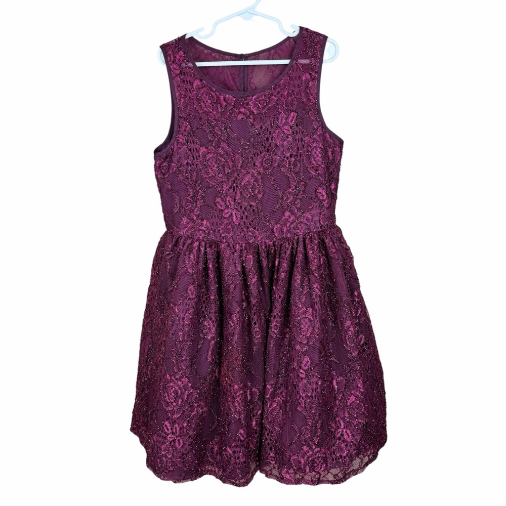 Pippa & Julie Purple Lace Fit & Flare Dress Size 12 Formal Party